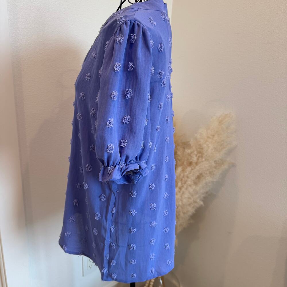 Blooming Jelly Boutique Purple Swiss Dot Chiffon Feminine Puff Sleeve Blouse-Med - Picture 7 of 7